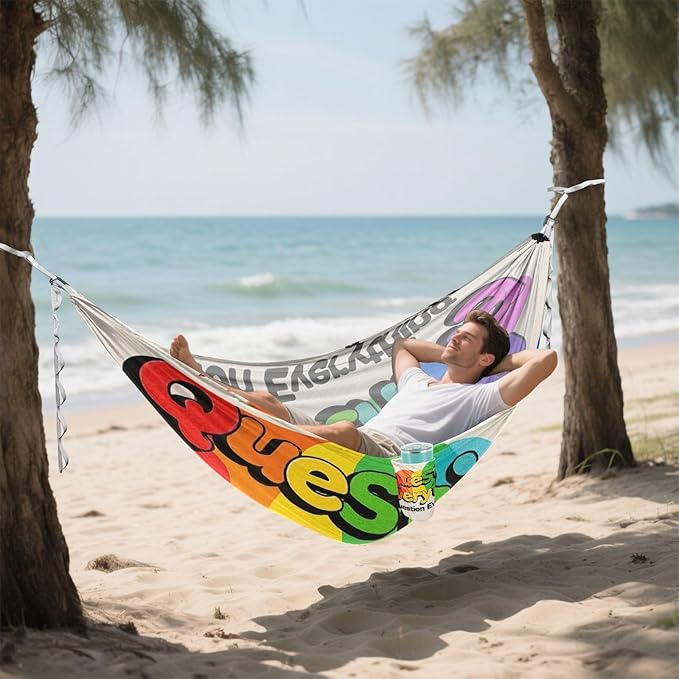 Question Everything 330lb Capacity Outdoor Hammock with Portabl Carry Bag Indoor Hammock for Patio Backyard Lounge Base hamacas para Deck