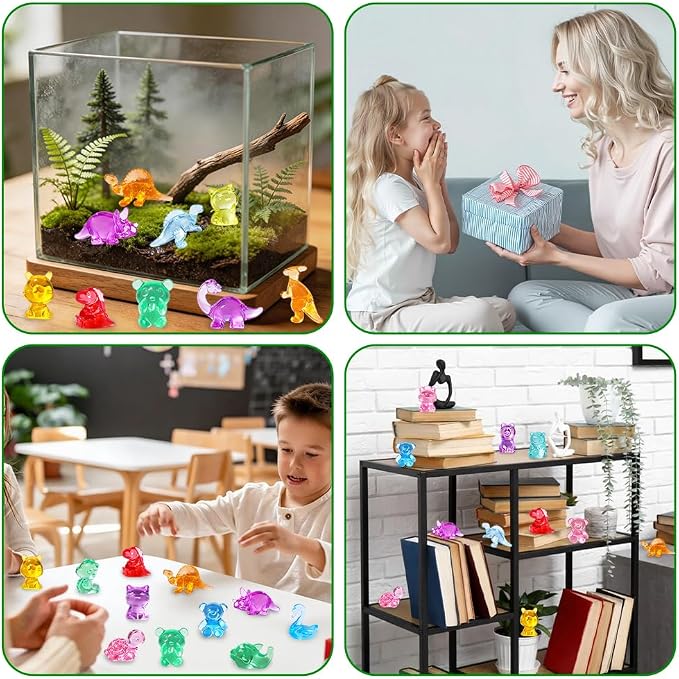 DIYDEC 180Pcs Mini Resin Animal 50 Styles Tiny Resin Animals to Hide,Small Plastic Figurines for Vase Fillers Micro Dollhouse Aquarium Decorations