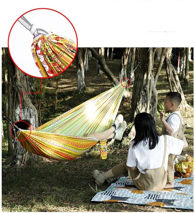 Outdoor Hammock Anti-Rollover Travel Camping Portable Hammock Hanging Chair Outdoor Portable Camping Travel Equipment (Color : Orange, Size : 260 * 140cm)