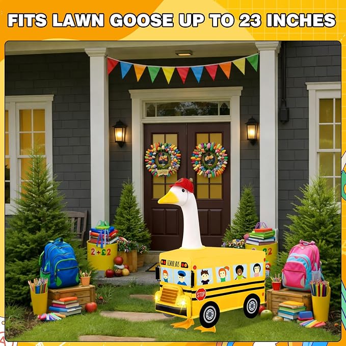 Back to School Porch Goose Outfit 23" School Bus Goose Clothes