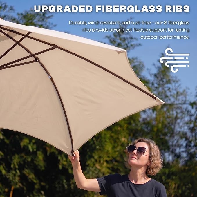7.5ft Patio Umbrella, Outdoor Table Market Umbrella with Smooth Crank Lift, 6 Windproof Fiberglass Ribs, UPF50+ UV Protection for Deck, Pool, Garden and Backyard