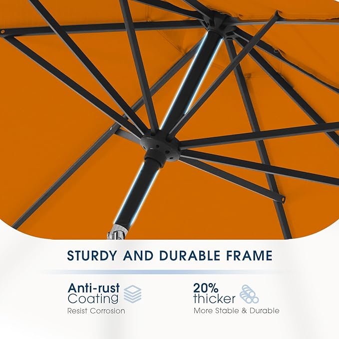 wikiwiki 7.5FT Patio Umbrella with Base, Outdoor Umbrellas with Base Included, 6 Sturdy Ribs, Waterproof Fade Resistant POLYESTER DTY Canopy for Deck, Lawn, Garden, Backyard & Pool, Orange