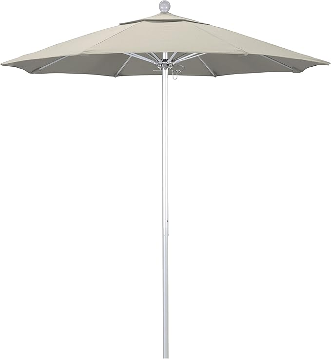 California Umbrella 7.5' Rd. Venture Series Contract Grade Patio Umbrella, Push Open Pin Stop, Silver Finish