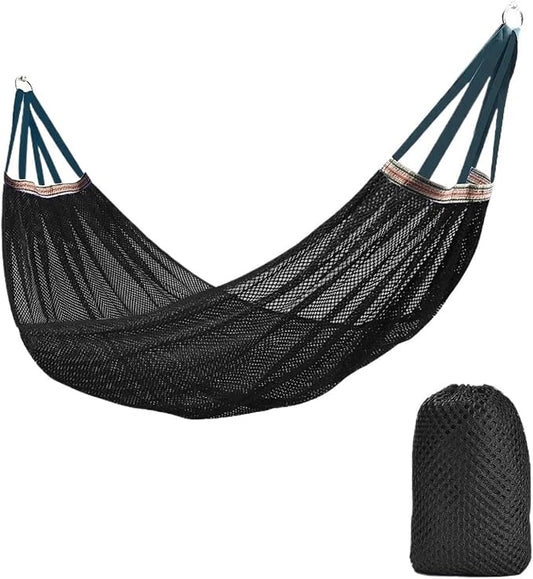 Outdoor Hammock with Ice Silk Mesh, Swing Bent Pole Anti-Tip Camping Travel Accessories