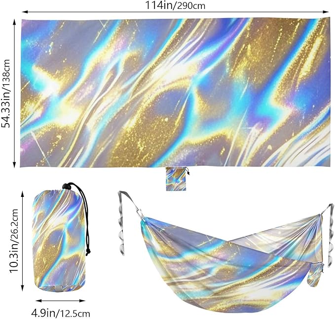 Neon Colored Acid Abstract 330lb Capacity Camping Hammock with Hanging Rope Hanging Hammock for Indoor Outdoor Patio Base para hamacas