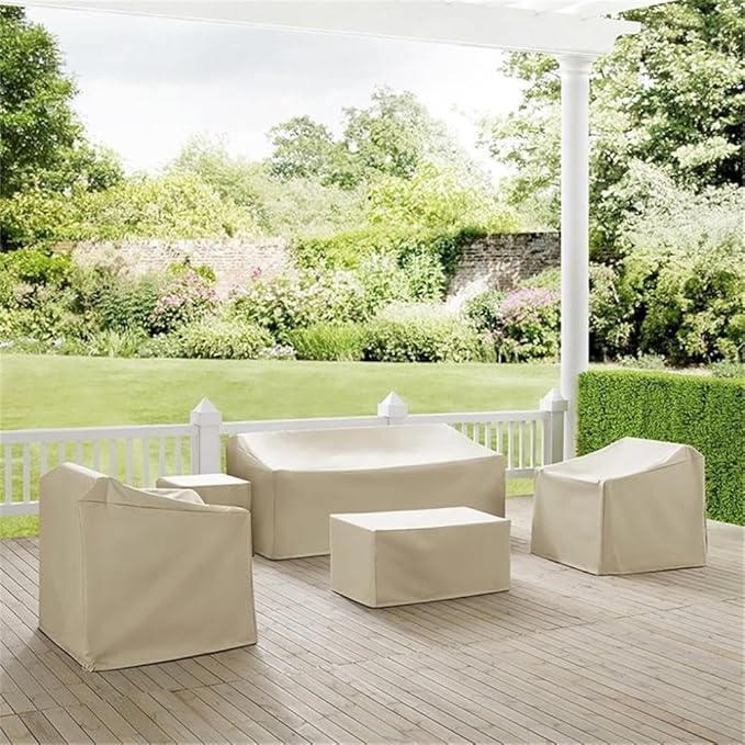 Crosley Furniture Patio Furniture Covers, Waterproof 5-Piece Cover Set for Outdoor Sofa, Chairs, and Tables, Tan