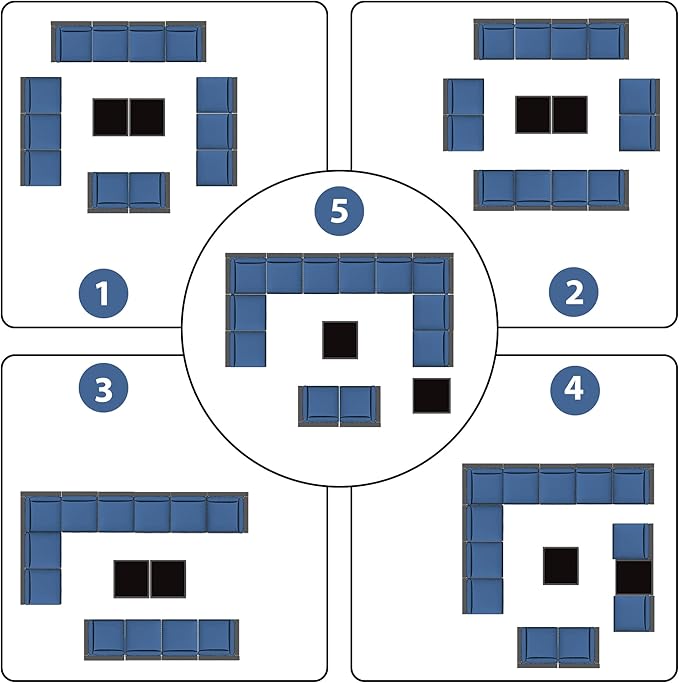 KIGOTY Patio Furniture Set,14 Pieces Modular Outdoor Sectional Sofa, PE Rattan Patio Conversation Set, All Weather Wicker Patio Furniture with Cushions and Coffee Table（Black/Black）