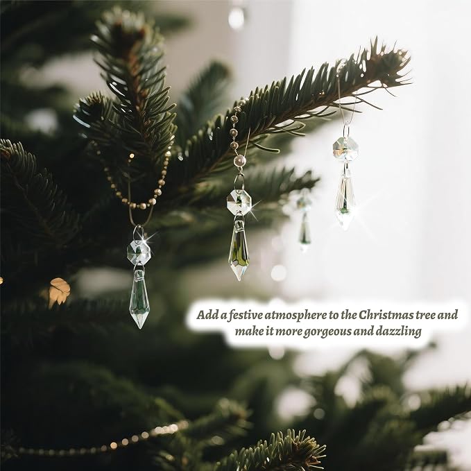 Premium Clear Crystal Glass Drops 2.4" -Multi Purpose Bluk Crystal Beads Hanging Prisms for Holiday Party/Home/Window Decoration/Chandelier Replacement Parts (M-100pcs)