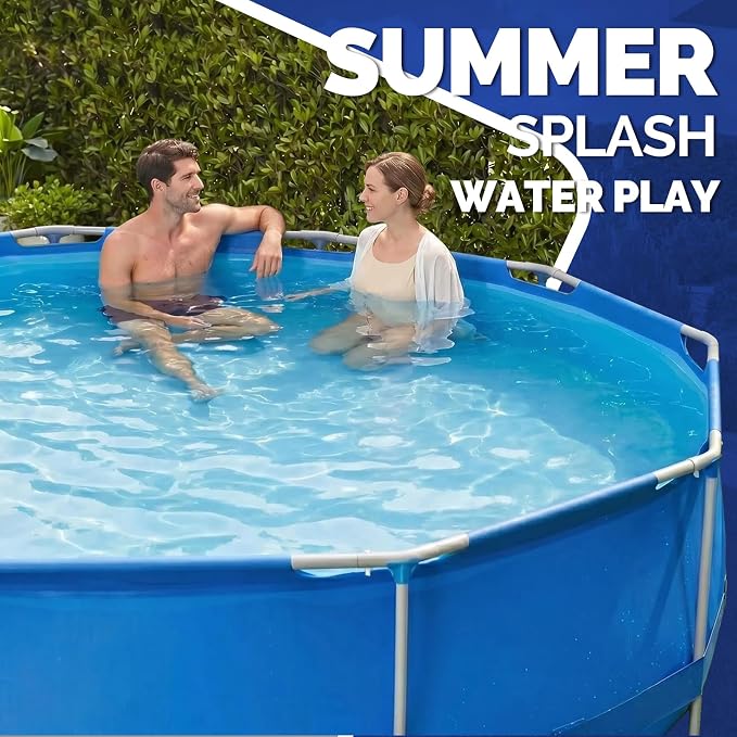DIMAR GARDEN 10ft x 30in Above Ground Swimming Pool, Steel Frame Round Swimming Pool