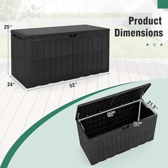 Tangkula 120 Gallon Outdoor Storage Box, Waterproof PP Resin Patio Storage Box with Lockable Lid for Indoor & Outdoor Use, 2-in-1 Rattan Design Deck Box for Cushions, Garden Tools