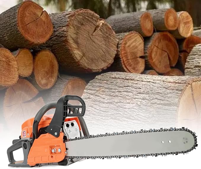 Chainsaw,58cc 20 Inch Gas Powered Chainsaw,8500rpm 2-Cycle Handheld Cordless Petrol Chainsaw Optional for Trees Wood Farm Garden Ranch Forest Cutting Logging Machine 20Inch