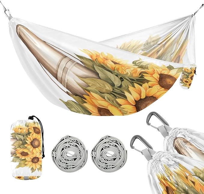 FRMG Sunflower Hammock 500 lbs Capacity Portable Hammocks with Tree Straps & Attached Carry Bag, Camping Essentials Gear, 2010747a