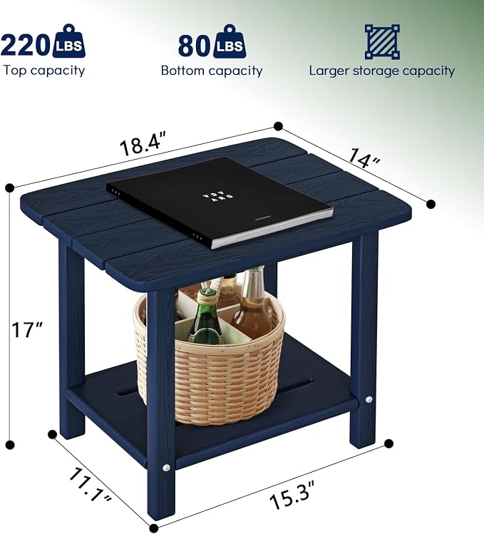 nevilywood 2-Tier End Table, Navy Blue