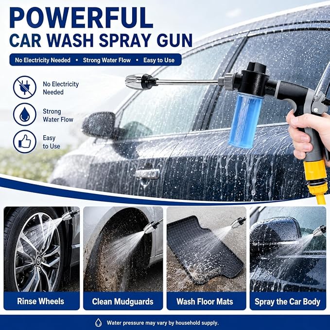 Multi Aquoxis Pressure Washer Gun, 2026 New Garden Shower High-Pressure Gun for Three Spray Modes, Durable Stainless Steel, Easy Installation, Universal Compatibility, Ideal for Patios and Driveways
