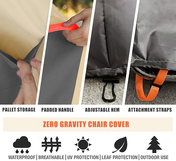 SOKINGCOVER Zero Gravity Chair Covers - Outdoor Folding Chair Cover, Waterproof Folding Recliner Chair Cover Folding Lawn Chair Cover Outdoor Folding Chair Covers Waterproof and UV Resistan (1PC)