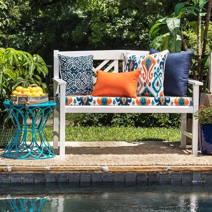 Pillow Perfect Pompeii Solid Indoor/Outdoor Throw Pillow Plush Fill, Weather and Fade Resistant, Throw - 18.5" x 18.5", Orange, 2 Count