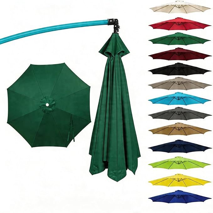 11FT Cantilever Patio Umbrella Replacement Canopy Outdoor Large Round 8 Ribs Length 64" to 66" (Canopy Only) Waterproof & UV