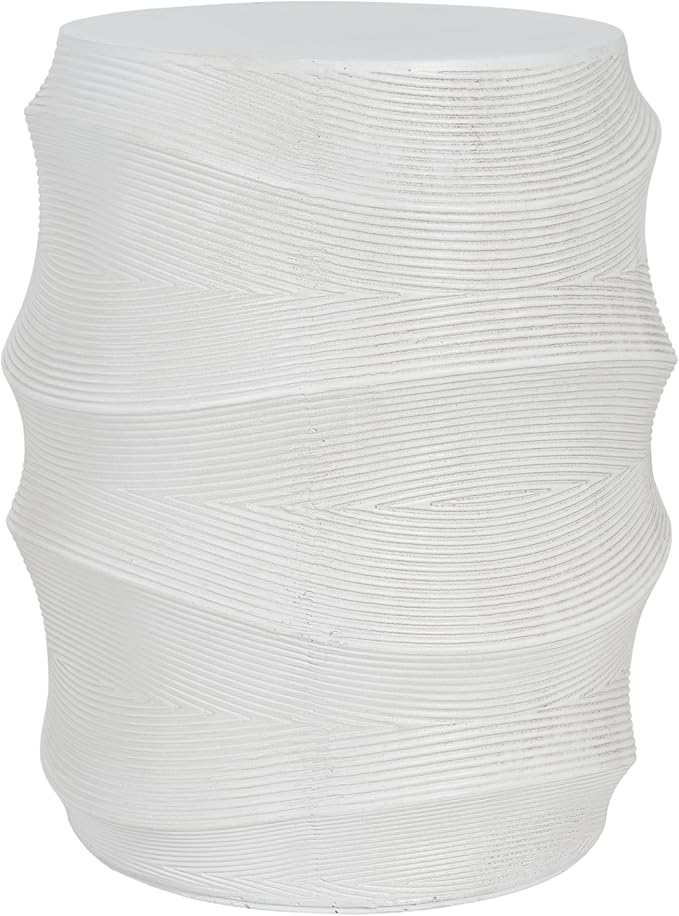 White Outdoor Side Table, Antique-Style MgO