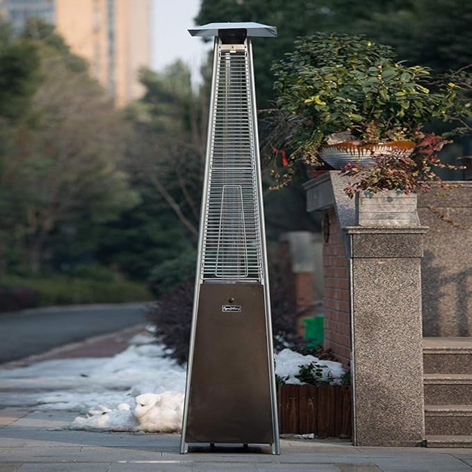 Patio Heater, 40000 BTU Outdoor Propane Heater Pyramid Patio Heater with Wheels, 88" H Tower Heater Quartz Glass Tube Garage Heater for Deck Backyard Commercial, Mocha