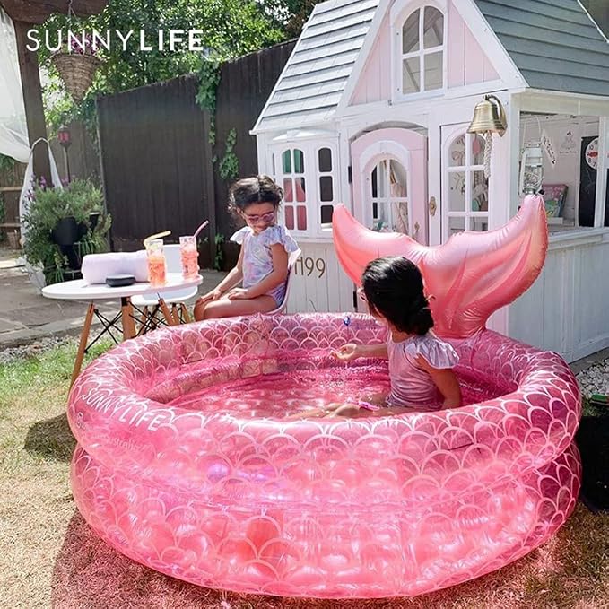 Inflatable Kiddie Pools Mermaid, Backyard Round Swimming Pool for Kids, Cute Raft Paddling Pool Indoor&Outdoor Toddler Fun Water Swim Beach Floaties Toys Fishing Pond Ball Pit Pool