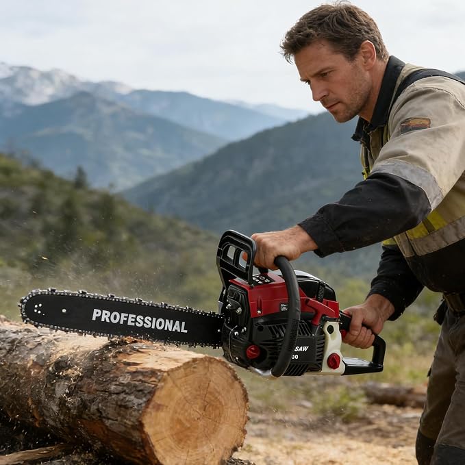 58CC Gas Chainsaw, 2-Cycle Engine Chain Saw Cordless Gasoline Chainsaw, 20 Inch Gas Powered Chainsaw Bar, Handheld Petrol Chain Saw for Wood Cutting | US Stock