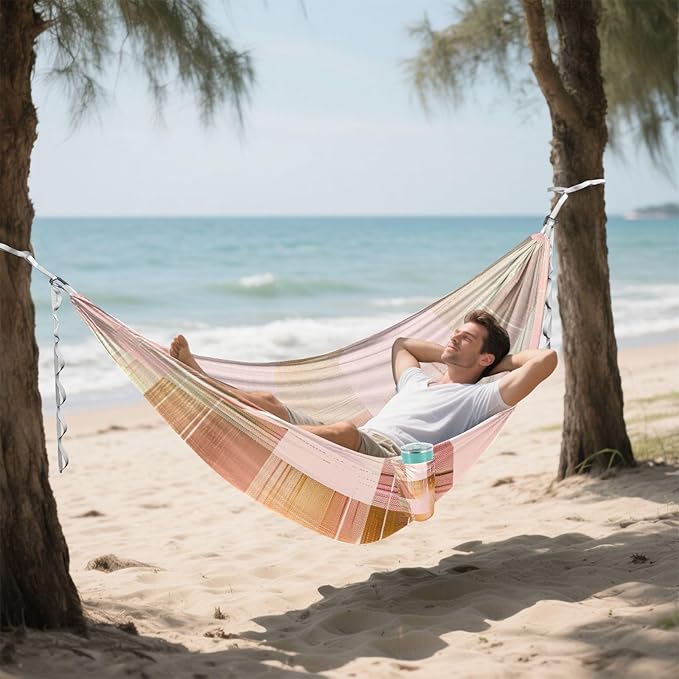 Rose Gold Plaid Seamless Figure 330lb Capacity Hammocks for Camping with Portabl Carry Bag Hanging Hammock for Outside Patio Garden amacas para patios con Base de adultos