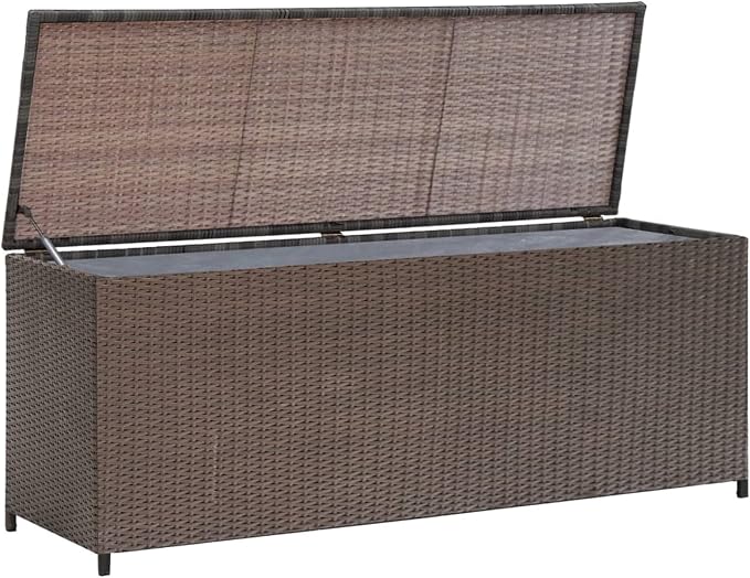 shubiao Garden Storage deck storage box, outdoor storage, patio storage, deck boxes outdoor waterproof Brown 120x50x60 cm Poly Rattan