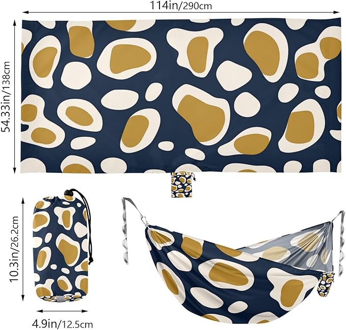 Animal Fur Print Leopard Khaki Blue 330lb Capacity Outdoor Hammocks with Tree Straps Rope Hammock for Camping Travel Accessories hamaca inflable para Piscina