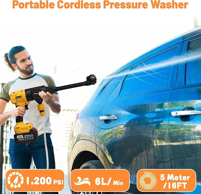 Cordless Car Cleaner Tool Compatible with Makita 18V Battery with Rechargeable 4.0Ah Battery & 6-in-1 Nozzle for Car/Fence/Floor/Patio