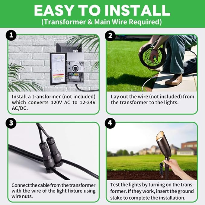 Low Voltage Spotlight, 3CCT 3000K/4000K/5000K Adjustable, Outdoor 12V LED Landscape Lighting, Waterproof IP65 ORB Aluminum Spot Light for House Tree Garden Yard Uplighting
