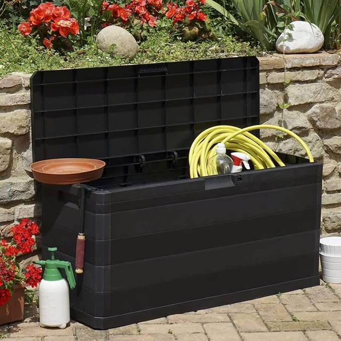 Festnight Patio Storage Box Outdoor Storage Deck Box Garden Storage for Garden, Backyard Black 46.1"x17.7"x22"