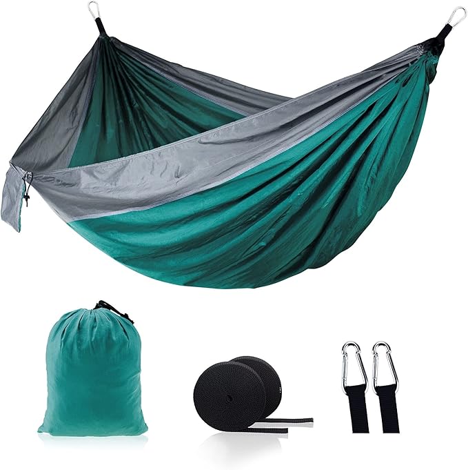 Camping Hammock, Camping Hammock Lightweight Parachute Nylon Portable Hammock with Tree Ropes and Carabiners, for Outdoors, Backpacking, Hiking, Camping, Travel, Beach, Backyard & Garden(#1)