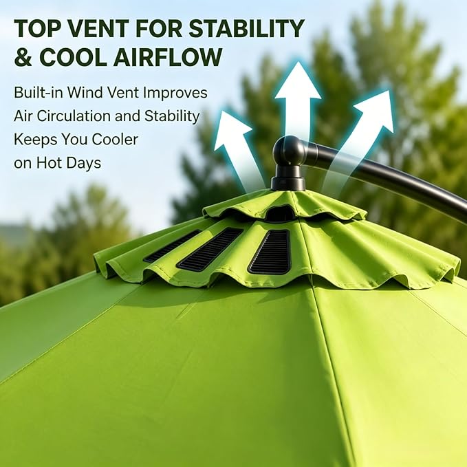 11FT 8Ribs Cantilever Umbrella Replacement Canopy,2026 Upgraded Patio Umbrella Canopy Replacement Cover,Uv-Resistant Protection Waterproof Cantilever For Garden, Backyard, Pool