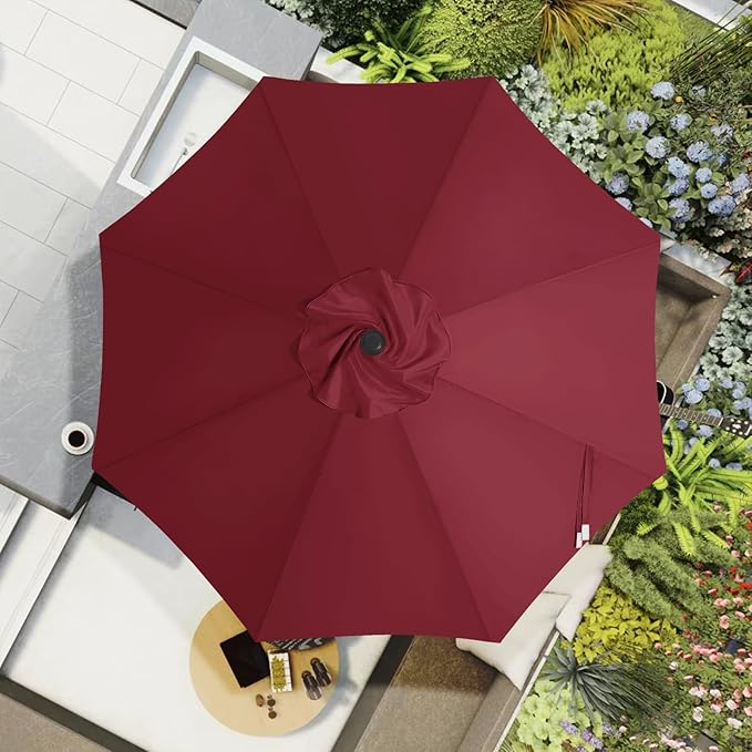 MASTERCANOPY Patio Umbrella 9 ft Replacement Canopy for 8 Ribs-Burgundy Canopy Only