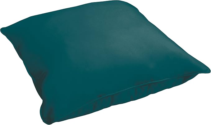 Sorra Home Sunbrella Floor Pillow - Corded Square Plush Oversized Outdoor Pillow - Water & Fade Resistant for Patio, Balcony, Pool - Canvas Teal (26" x 26")