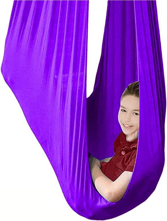 Indoor Sensory Therapy Swing Set Hanging Cuddle Hammock Chair for Kids Children Special Needs ADHD Autism Toys Up to 200kg (Color : Purple, Size : 150 x 280 cm)