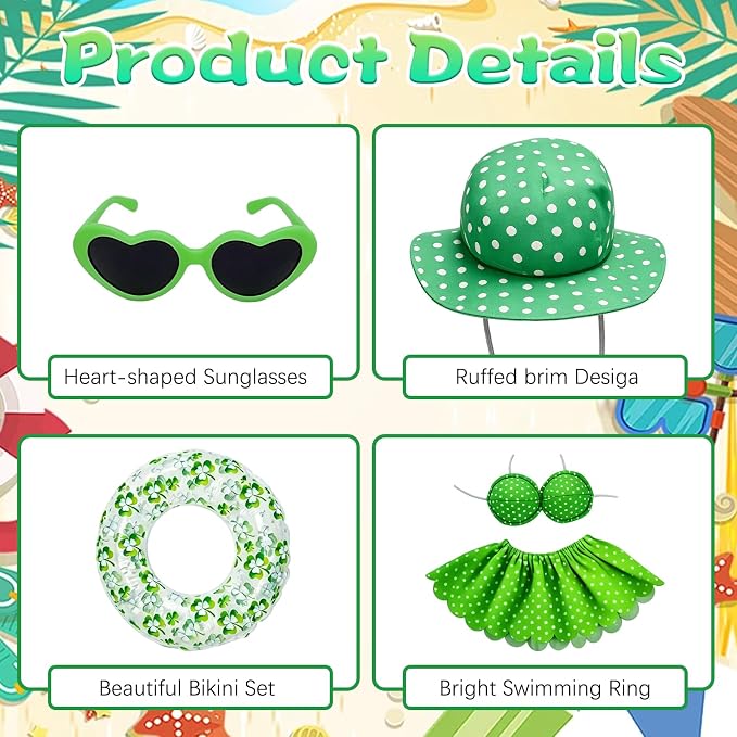 Porch Goose Summer Outfit,Hsummer Porch Goose Outfit,Porch Goose Bikini,Summer Garden Lawn Patio Yard Outdoor Decor (Green)