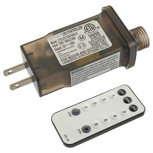 12V 12W 8 Mode LED Controller with Memory Function and IR Remote Control Low Voltage Transformer for Holiday String Lights,not Fit for 8 Mode with Control Box and 1 Mode String Light(1 pcs)
