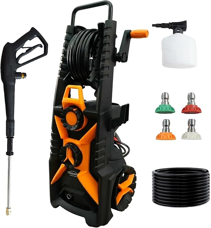 HoldwellS 2026 New P*ressure Washer 5000 MAX PSI, P*ower Cleaner with Adjustable P*ressure System, Hose Reel, 4 Quick Connect N*ozzles & Filter & F*OAM C*annon for for Cars/Home/Fences/Driveways