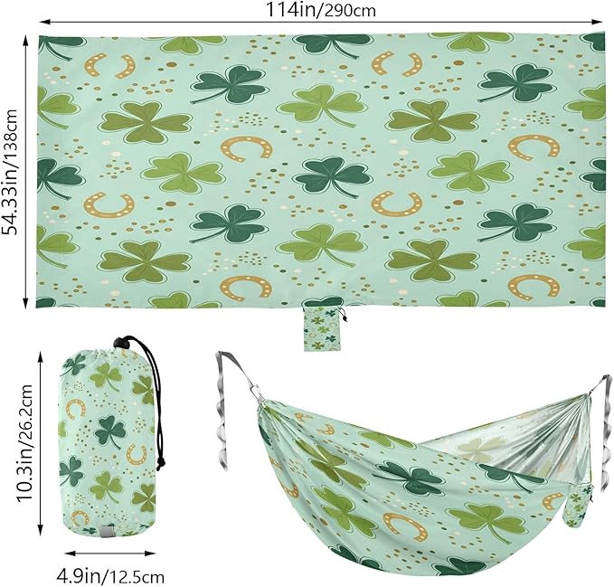 Hammocks for Outside Four-Leaf Clovers Camping Hammock Portable Hammocks with Tree Straps and Carry Bag Camping Accessories for Hiking Beach Outdoor