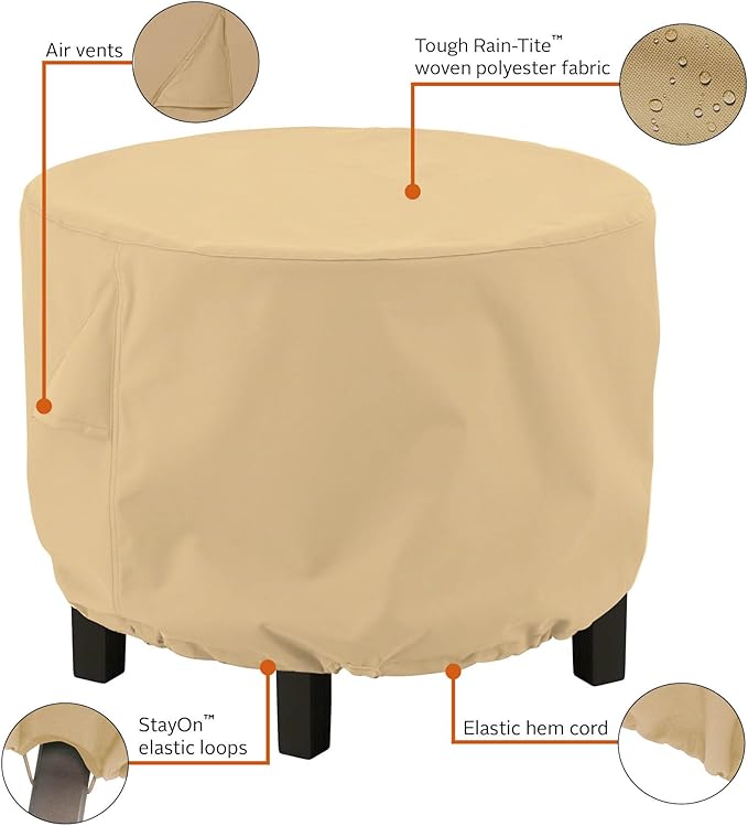 Classic Accessories Terrazzo Water-Resistant 24 Inch Round Ottoman/Coffee Table Cover, Outdoor Table Cover