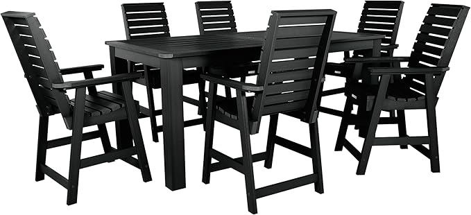 Highwood AD-ST7WL2CO5BA-BKE Weatherly 7pc Rectangular Counter Height Dining Set 84" x 42", Black