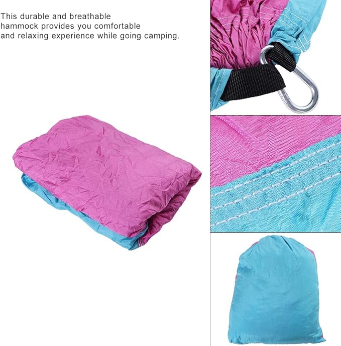 Portable Double Camping Hammock with Tree Straps, Lightweight Nylon Taffeta 280x170cm - Breathable Relaxation, 300kg Load Capacity for Outdoor Travel & Picnic