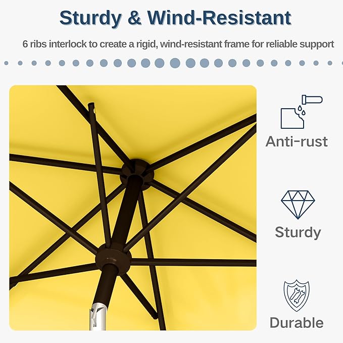 6.5'x10' Rectangular Patio Outdoor Umbrella,Large Coverage with Push-Button Tilt & UV Protection,Sturdy Ribs for Deck,Lawn,Pool,Backyard