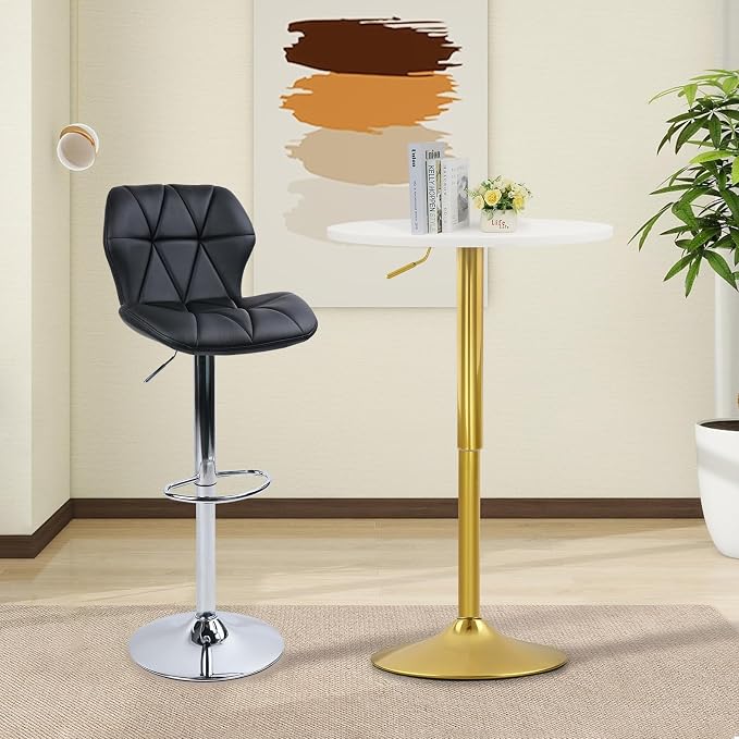 CLATINA Round Bar Pub Tables Set of 10, 26"-36" Height Adjustable Bistro Table with Gold Base, 360° Swivel High Top Cocktail Table for Home Kitchen Party Drink Restaurant Wedding Cafe Reception, White