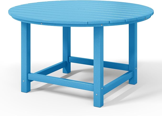 WestinTrends Malibu Kids Outdoor Patio Furniture HDPE 38" Wide Round Dining Table, Pacific Blue