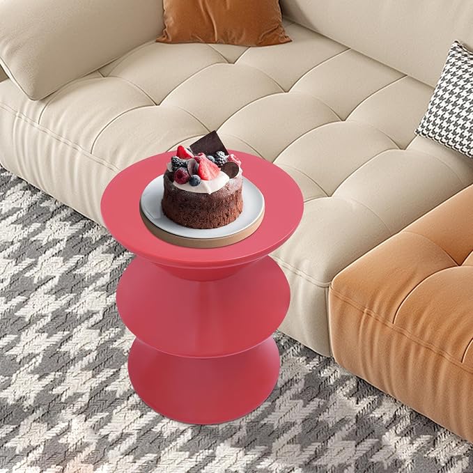 Funky Side Table Trendy Side Table Funky Sofa Stool Small Night Stand for Couch Sofa, White Outdoor Side Tables Boho Decor End Table for Coffee Patio (Red)