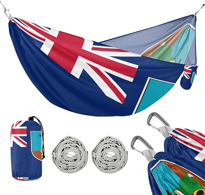 Flag of Montserrat Hammocks with Portabl Carry Bag Backyard Hammock for Indoor Outdoor Patio