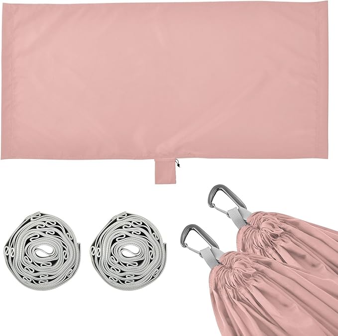Rose Pink Solid Color Pure Plain Peach 330lb Capacity Outdoor Hammocks with Tree Straps Hanging Hammock for Outside Patio Backyard Poolside hamacas para adultos 2 Personas