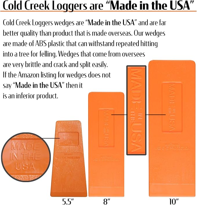 Made in The USA! - 5.5" Orange Spiked Tree Wedges for Tree Cutting Falling, Bucking, Felling Wedges Chainsaw Loggers Supplies- Set of 6 Plus Free Carrying Bag